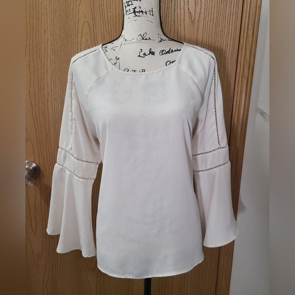 Loft Cream Ivory Lace Bell Sleeve Top